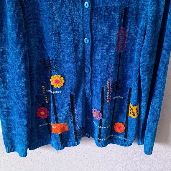 Alfred Dunner Floral Chenille Cardigan - Picture 3 of 7